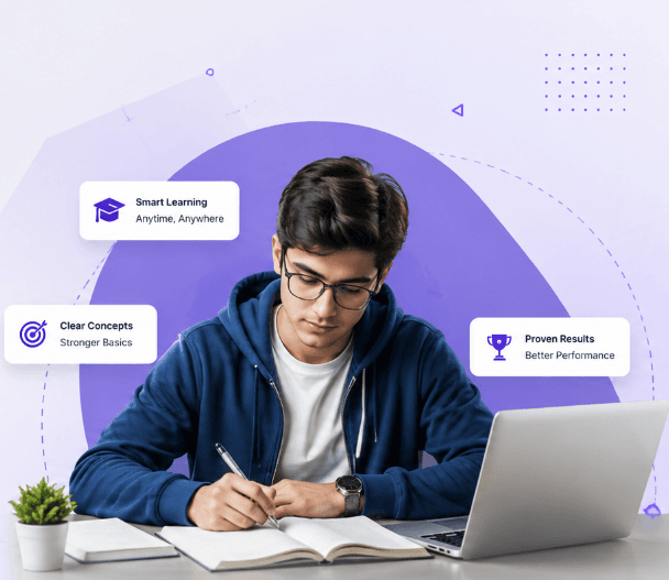 Student studying with key learning highlights